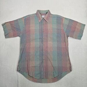 The Andover Shop Button Down S/S Cotton Shirt Multicolor Men Size L Made In USA
